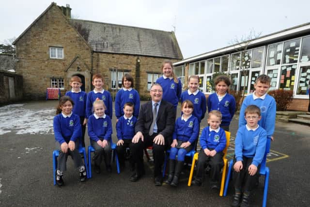 Head Ian Cookson with all the Bleasdale pupils