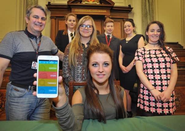 INNOVATIVE: The group from Lancashire who have worked on the new mobile phone app that helps young people take control of their relationships