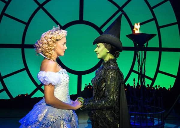 Emily Tierney and Ashleigh Gray as Glinda and Elphaba in Wicked