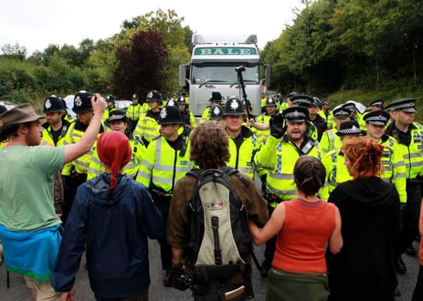 PREPARATIONS: Police are taking precautions in case fracking protesters, pictured here in West Sussex, take action