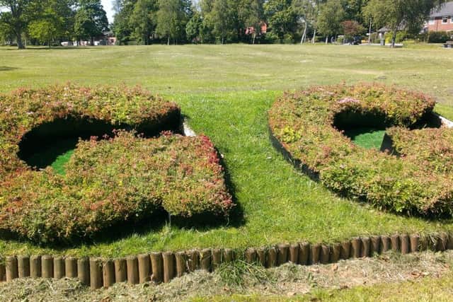 The revamped flower bed with the two "Gs" for Grimsargh Green.