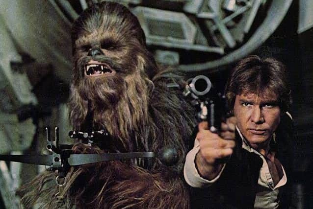 Harrison Ford as Han Solo with pal Chewbacca (Peter Mayhew)
