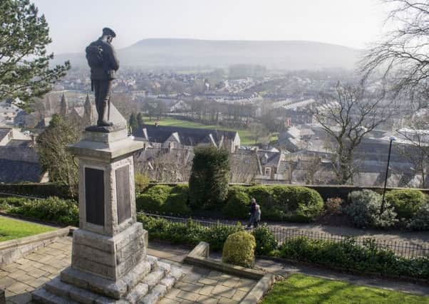 View from the war memorial at Clitheroe Castle towards Pendle Hill