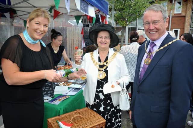 Angela Brown from La Corte serves the Mayor of South Ribble, Coun Mary Green, and her husband and consort, Tony