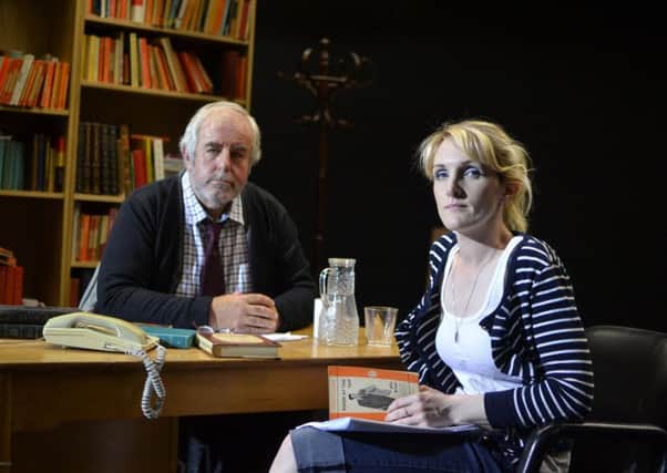 Former CADOS Chairman Barry Callander stars as Frank, the jaded tutor, and Anneka Lee is his student in the CADOS production of Educating Rita