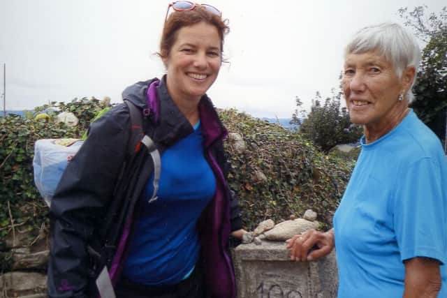 Elena Mansell, 82, and granddaughter Carla Gallagher at the 100km mark on the Camino de Santiago walk across Spain.