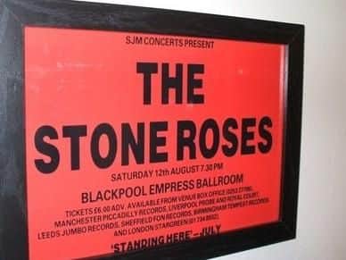Poster for The Stone Roses at Blackpool's Empress Ballroom gig in August 1989
