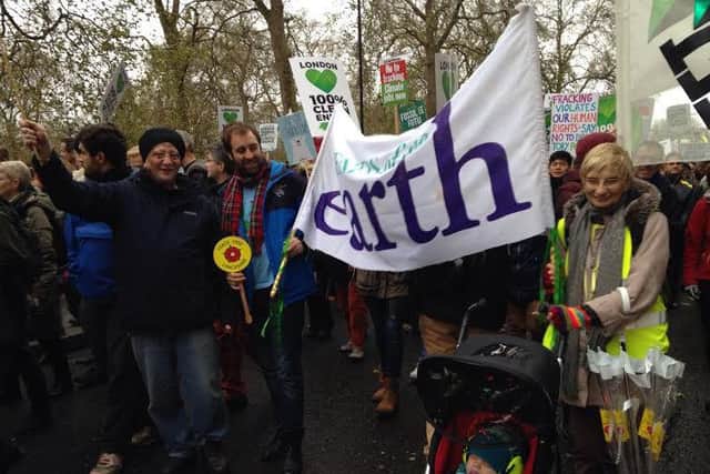 Anti-frackers at Climate Change rally in London November 2015