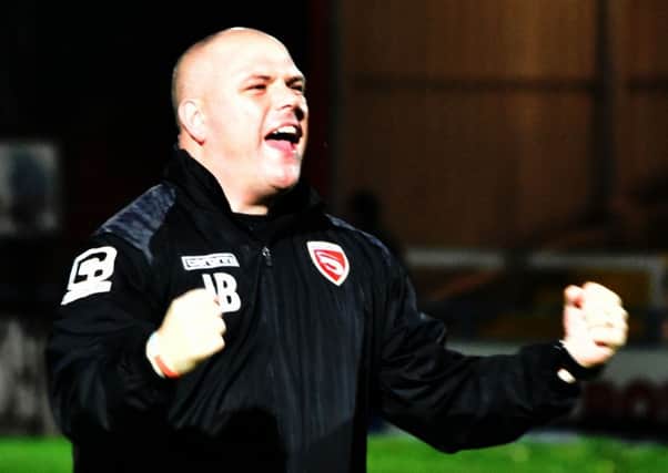 Jim Bentley celebrates the win over Rochdale in the last round.