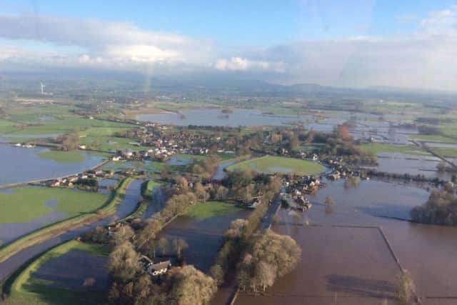 Flooding in St Michaels as seen from above. Photo: Lancashire Fire and Rescue.
