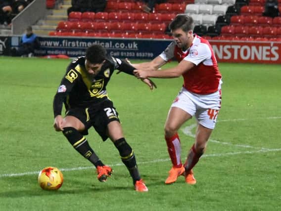 Anton Forrester in action for Morecambe.