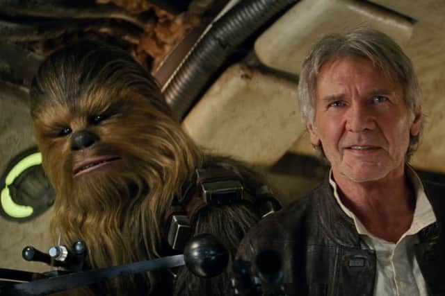 Chewbacca (Peter Mayhew) and Han Solo (Harrison Ford)
