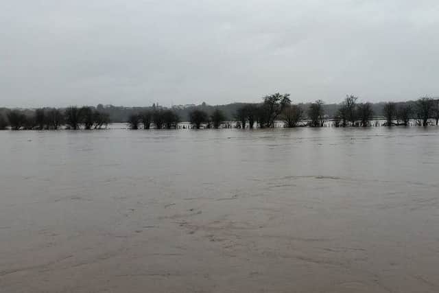 Fields flooded by Ribble River in Walton-le-Dale