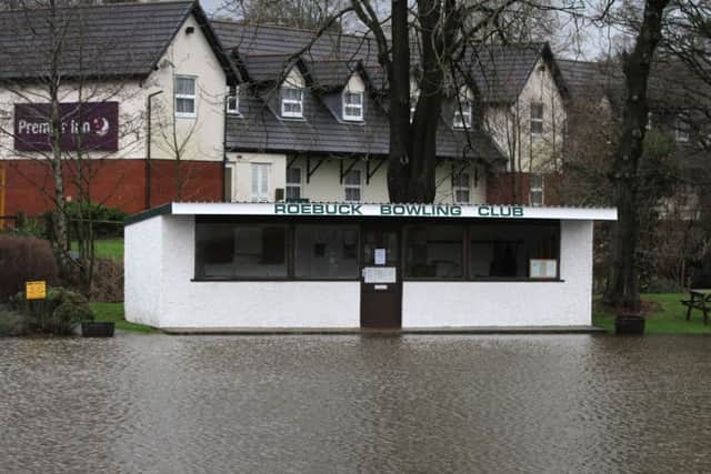 Boxing Day - Barton flooding near the A6 Garstang Road, Preston.
Pictured is Roebuck Bowling Club under flood water.
26th December 2015