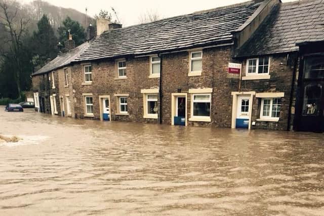 Whalley in the Ribble Valley under water