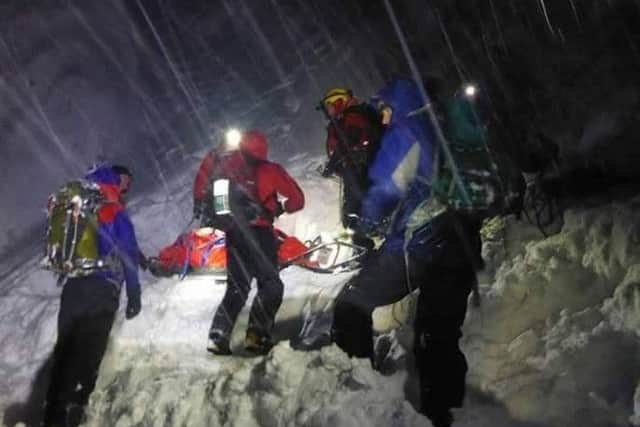 Joe Smith (far left) with Glencoe Mountain Rescue.  January 2016 a week before he was killed in a climbing accident