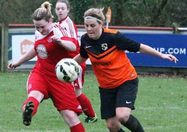 Vicky Coope in action for Chorley ladies v Blackpool Wren Rovers. Photo credit: Ken Chapman