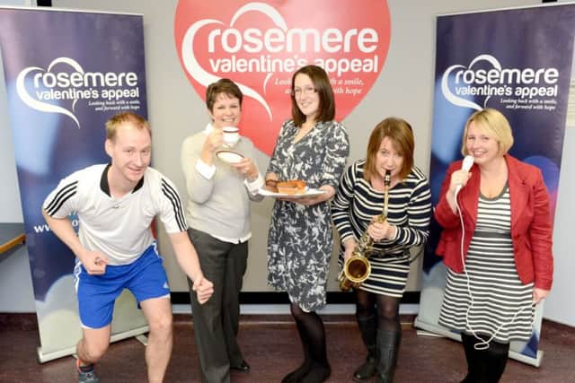 Rosemeres fundraising team offers inspiration for its 2016 Love to themed Valentines Appeal.  From left to right are Dan Hill, Chief Officer Sue Thompson, Amy Hilton, Paula Richardson and Cathy Skidmore
