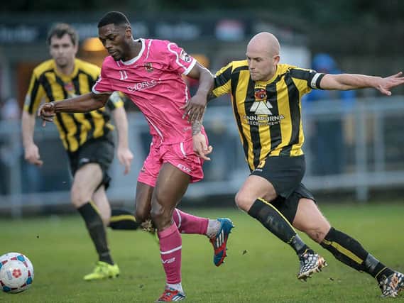 Danny Ellis was forced off at half-time in the 2-1 win over Stockport County (Photo: Caught Light Photography)