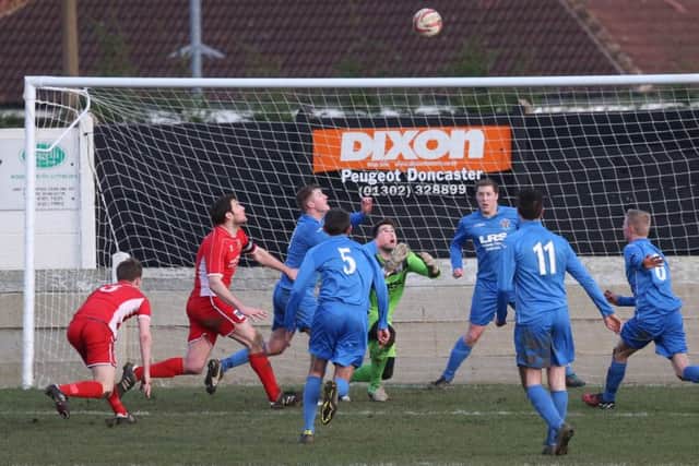 Bridlington attack the Armthorpe goal.