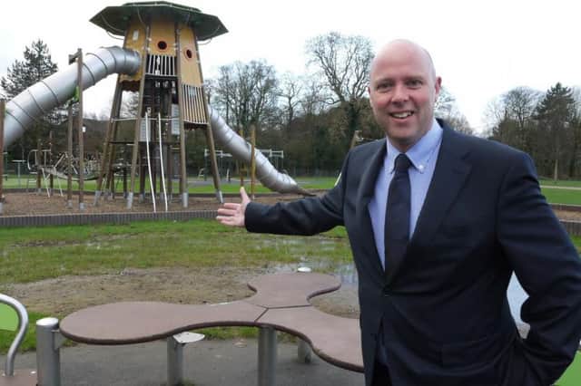 PLANS: Coun Warren Bennett at Withy Grove Park, which would benefit from extra cash