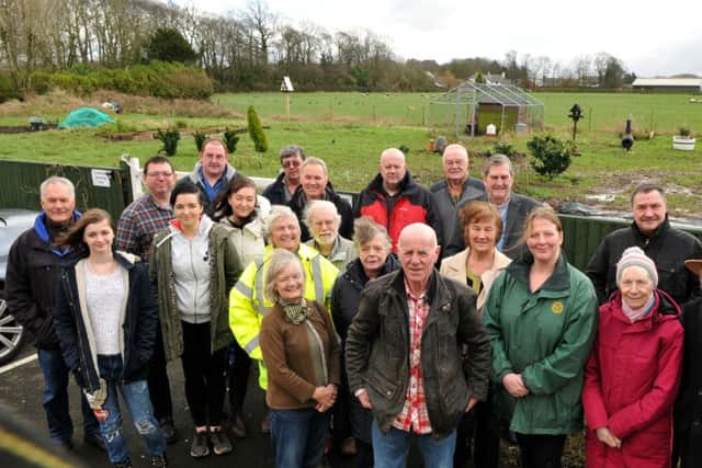 Photo Neil Cross
Alan Christie with supporters at the allotment he has transformed from waste land at the rear of The Stag's Head, Goosnargh, where he grows food for old folk
