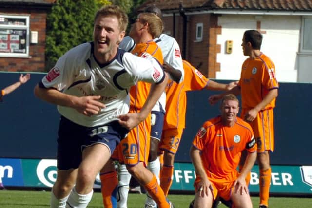 Paul Gallagher celebrates his winning goal for Preston North End against Sheffield Wednesday at Deepdale in 2007