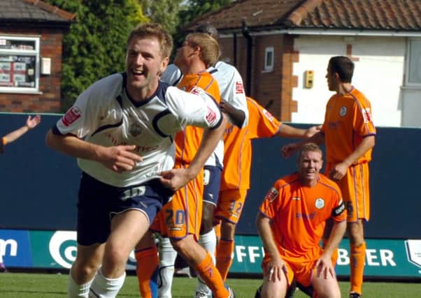 Paul Gallagher celebrates his winning goal for Preston North End against Sheffield Wednesday at Deepdale in 2007