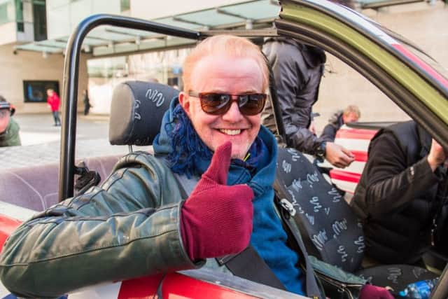 New Top Gear host Chris Evans full of smiles ahead of his trip to Blackpool, which he described as 'great' (Pic: BBC/Top Gear)