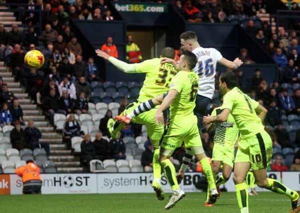 Preston North End's Alan Browne scores the winning goal against Huddersfield