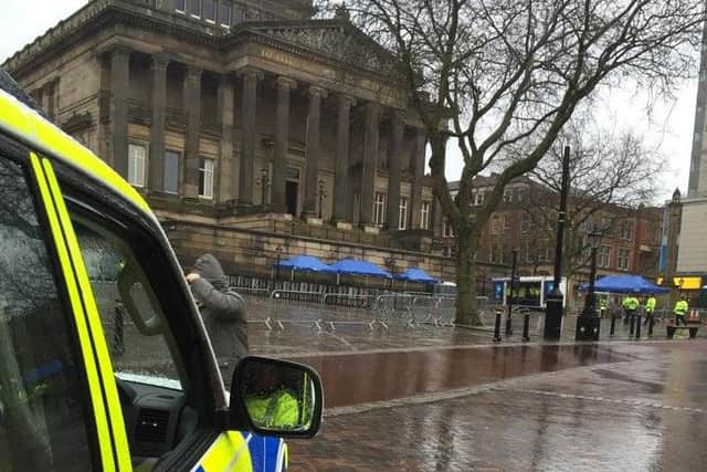 Police on Preston Flag Market, which will host a community diversity event, on the same day as a demonstration by the English Defence League. Picture: @PrestonPolice