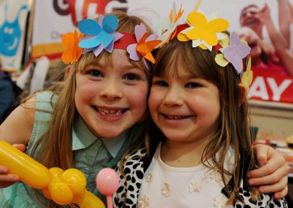 Phoebe Lambert, seven, with sister Abigail, five, at the Winter Playday
