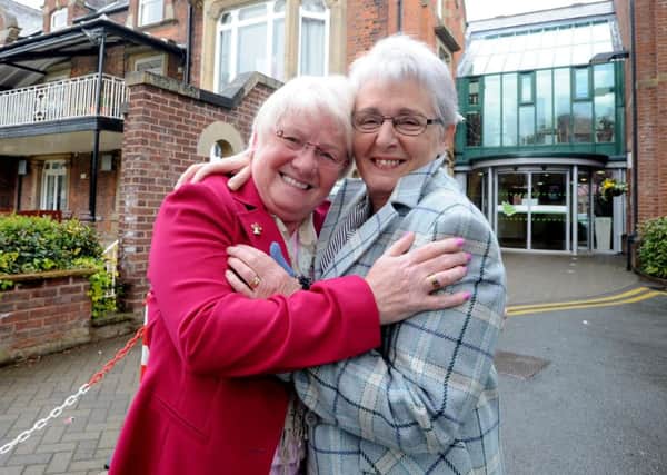 Pam Briggs, left, and friend Janet Wilson at St Catherine's Hospice