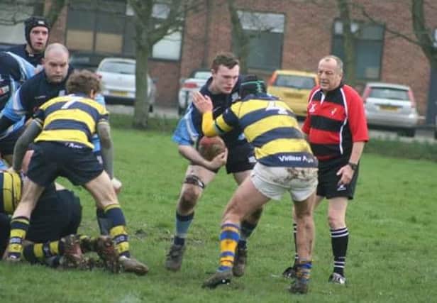 Kieran Bowes, centre, with ball. Playing for Hutton RUFC
