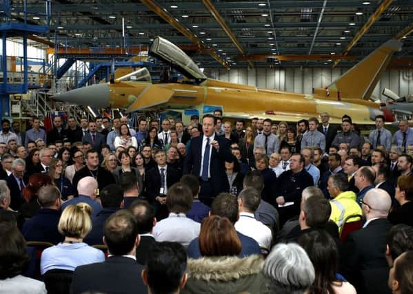 David Cameron addresses BAE Systems staff at Warton