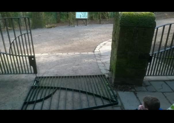 The iron gate at Williamson Park which narrowly missed crushing six-year-old Owen Parker.