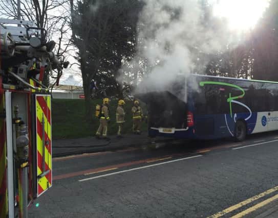 Bus fire in Sharoe Green Lane, Fulwood