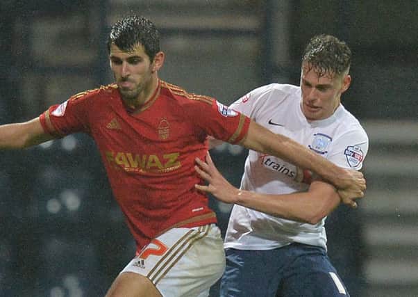 Nelson Oliveira, in action against PNE's Calum Woods in November, is Forests top scorer this season