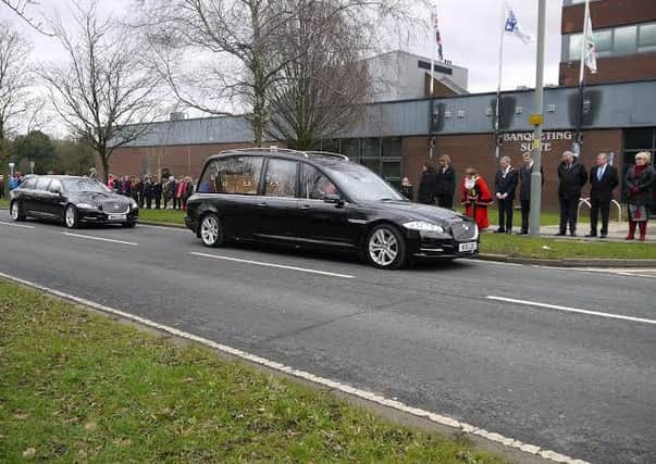 Councillor Fred heyworth's funeral cortege passes the Civic Office, Leyland, on Thursday morning, March 10