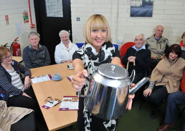 Photo Neil Cross
Dementia UK 'Time for a cuppa' campaign to raise awareness and funds for dementia coffee moming in the memory cafe at Garstang library 
Michelle Thompson of Home Instead