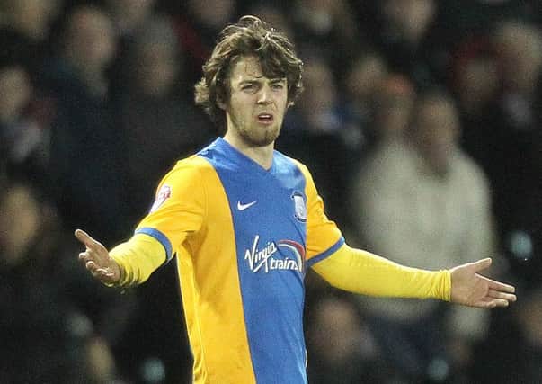 Ben Pearson pleads his innocence during last month's game at Derby