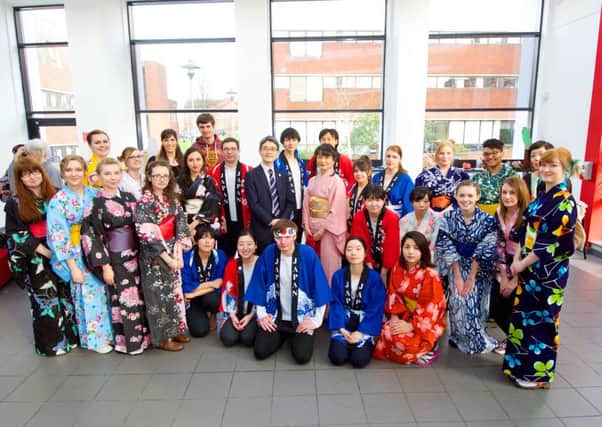 Students from UCLan put on a special dacne when they welcomed The First Secretary for Education and Sport from the Japanese Embassy, Hiroshi Itakura,