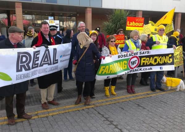 An anti-fracking protest outside the  public inquiry