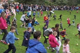 Egg Roliing at Avenham Park Easter Fun Day Pictured are the annual egg rolling event.