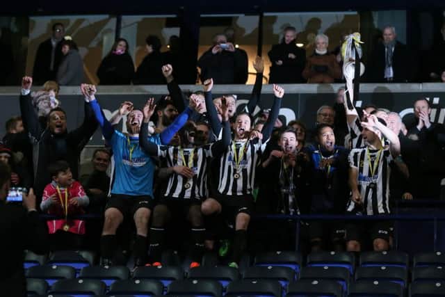 Chorley celebrate with the LFA Challenge Trophy