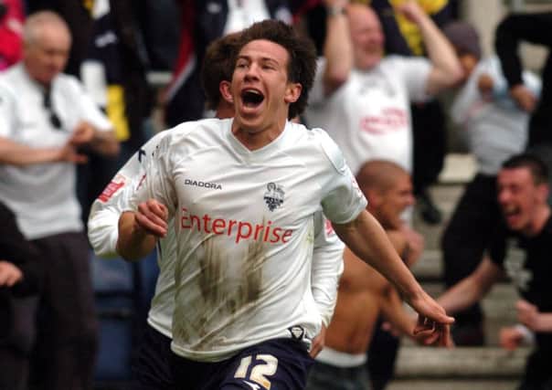 Sean St Ledger celebrates his goal against QPR which put PNE in the play-offs in 2009