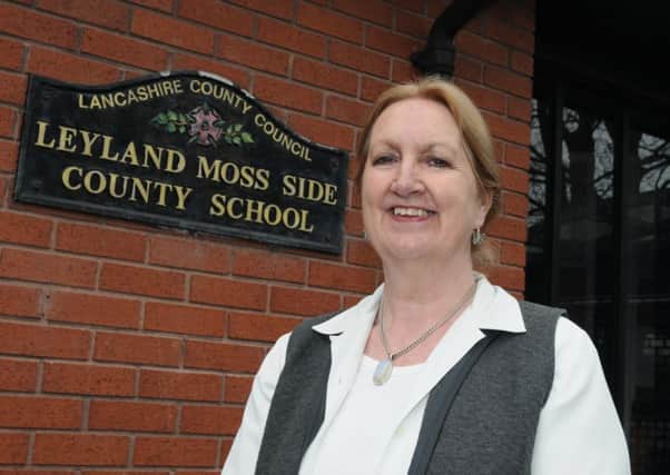 LEYLAND  29-02-16
Janis Burdin, headteacher at Leyland Moss Side Primary School, celebrates as the school has been awarded the Basic Skills Agency Award for the 7th time.
