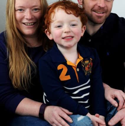 Tobias Calvey aged 4 from Preston who has ceoliac, pictured with mum and dad Tracey and Chris. Picture by Paul Heyes, Monday March 28, 2016.