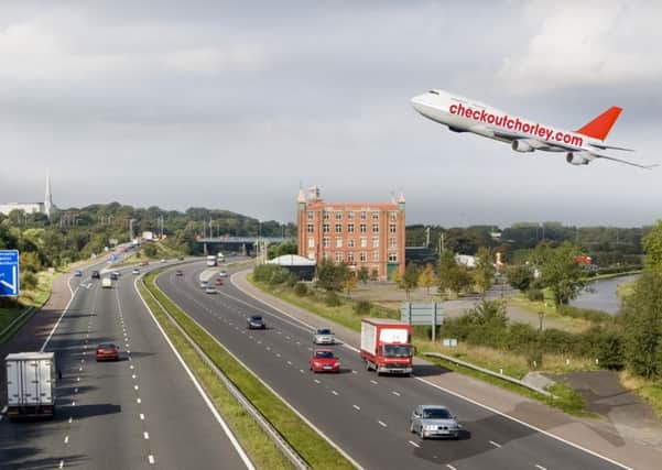 An artists impression of a plane at the proposed airport
