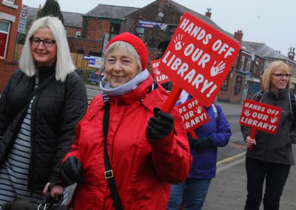 Protest: Campaigners on a  Save Our Libraries walk from Coppull Library to Eccleston Library
